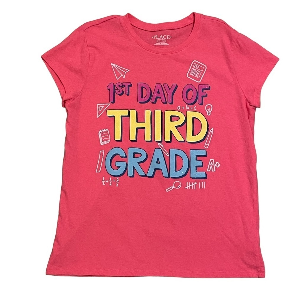 The Children’s Place 1st Day of Third Grade Grade Pink Short Sleeve Shirt Size L